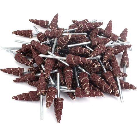 Packung mit 20 konischen Lamellenschleifscheiben, 3 x 10 mm, Körnung 80, zum Schleifen, Entgraten, Polieren und Polieren, mit 3,2 mm Schaft, für Rotationswerkzeuge