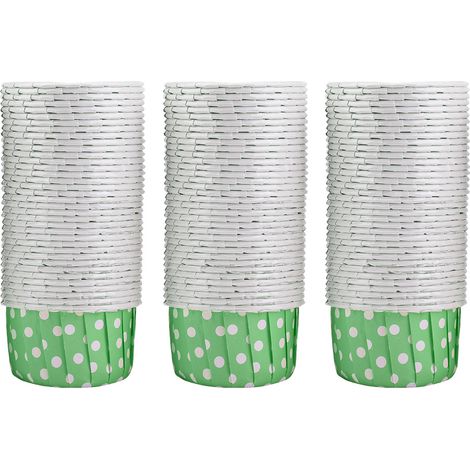 Mini Doublures de Cupcake en Papier, 100 Pièces, Gobelets Ronds de Cuisson, étuis à Muffins, Fête de Mariage à Domicile (Pois verts). (1/5)