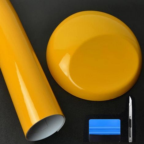Hochglanz Vinyl Folie Gelb 5cm x 900cm selbstklebend blasenfrei für Außenbereich (1/5)