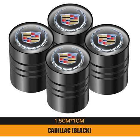 (Noir) 4 bouchons de valve de pneu en métal 3D, compatibles avec Cadillac Escalade ATS BLS XTS XT4 XT5 XT6 CTS CT4 CT5 CT6 EXT STS SLS (1/5)