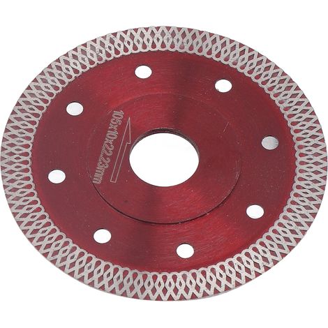 Lame de scie ultra-mince en acier allié au manganèse 65, diamant rouge, tranchante pour la porcelaine et le granit, 10,4 cm (4,1 pouces). (1/5)