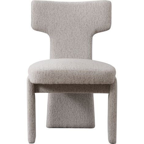 Ensemble de 2 fauteuils sans accoudoirs en chenille beige avec pieds en bois pour salle à manger et salon (1/5)