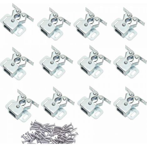 Lot de 12 Loqueteau d'Armoire à Double Rouleaux Fermetures Loquets pour Portes Laiton Poli Fermoire pour Portes Ferme-Portes pour Portes Placards Tiroirs Armoire - Zingué (1/5)