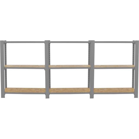 Officlick Étagère industrielle gris OSB 9 étagères (1/5)