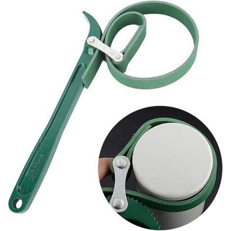 Sangle de Clé pour Courroie de Filtre à Huile Clé à Sangle pour Filtre à Huile pour Réparation Automatique de Couvercles de Bocaux, Ouvre-Bocaux, Tuyaux et Boîtes de Conserve, 9 Pouces, Vert (1/5)