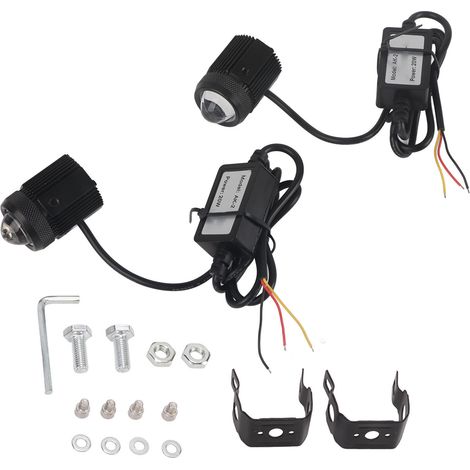 Paire de feux avant LED moto, étanches IP65, double fonction pleins/croisement, éclairage blanc et jaune, kit universel (1/5)