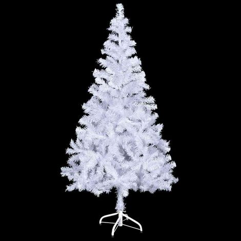 Sapin de Noël Artificiel Blanc Lumineux avec 150 LED et Boules Décoratives PVC 120 cm (1/5)