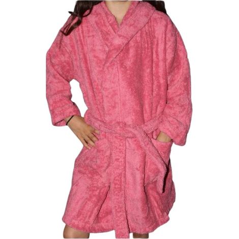 Peignoir en coton Bio enfant, coloris framboise, Taille 8 ans (1/2)