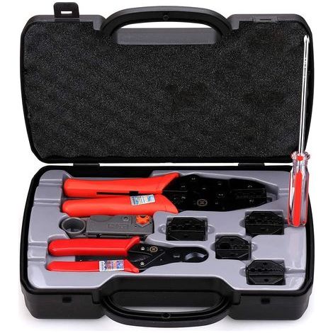 Kit d'outils de sertissage pour connecteurs coaxiaux dans une mallette de transport Ht-330k (1/2)
