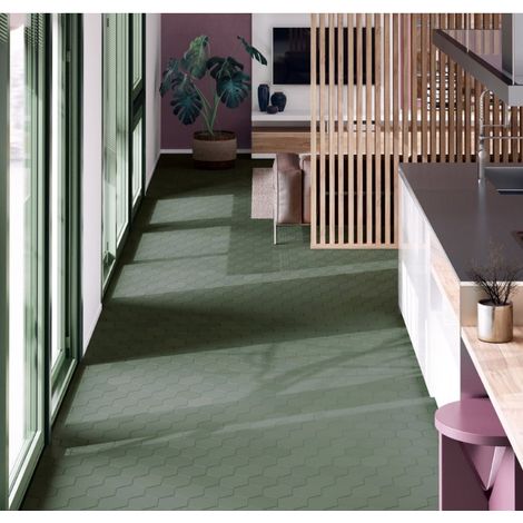 Carrelage effet graphique KROMATIKA Hexagone Hexagone 11.6x10.1cm Vert Foncé - Mat - boîte de 0.44 m2 Hexagone 11.6x10.1 cm Vert Foncé - Mat - boîte (1/2)