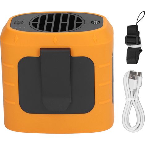 Ventilateur Portatif Ceinture - Batterie 8000 mAh - 3 Vitesses - Flux D'Air Puissant - Pour Chantier Pêche Extérieur - Orange (1/5)