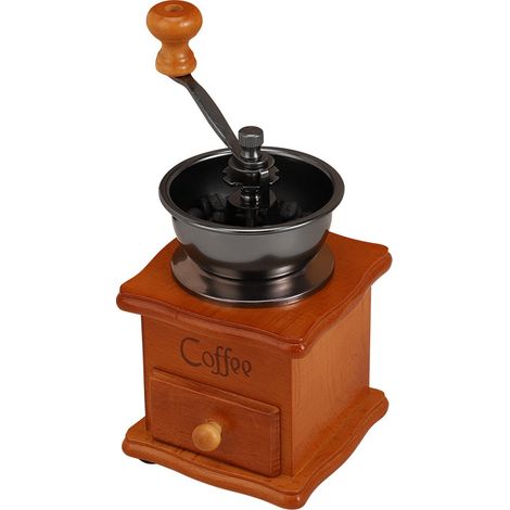 Moulin à café vintage en bois rétro, broyeur manuel à manivelle antique pour espresso café filtre et préparation maison (1/5)