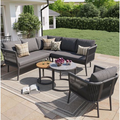 Modulare Gartenlounge 6-teilig für 5–6 Personen, grau HAVRYA (1/5)