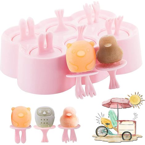 Silikon-Eisform, Mini-Multifunktions-Eisform für Kinder, Eisform, Eis am Stiel-Form, Silikonformen, Form für selbstgemachtes Sorbet und Joghurt (Rosa) - Fei Yu (1/5)
