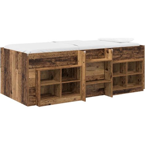 Loft Bed Frame with Cabinet 3 pcs Old Wood Engineered Wood vidaXL (1/5)