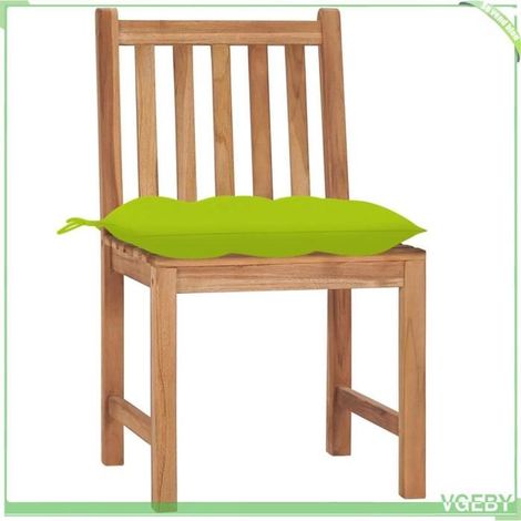 Chaises de jardin - FAFEICY - 3062942 - Bois de teck massif - Lot de 2 - Coussins vert vif (1/5)