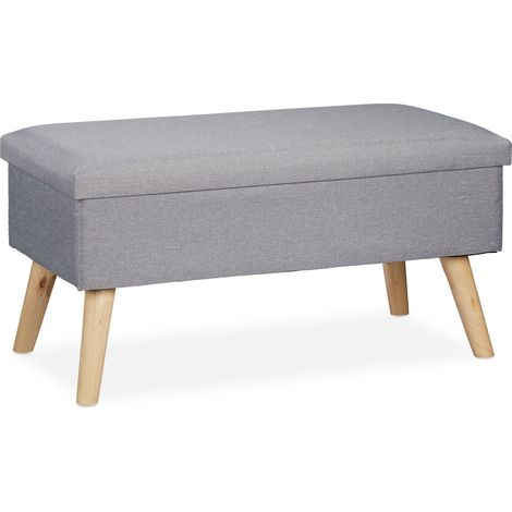 Panca contenitore design moderno corridoio 77 x 39 x 39 cm seduta imbottita in poliestere grigio 130008875