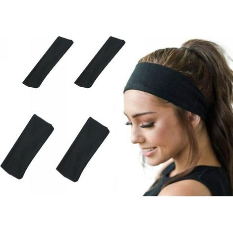 4 Pezzi Fascia Sportiva Capelli Nero per Uomo e Donna Larga 5,5cm