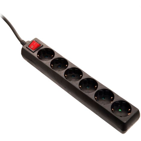 6-fach Steckdosenleiste 5m 230V schwarz Ein-Ausschalter IP20
