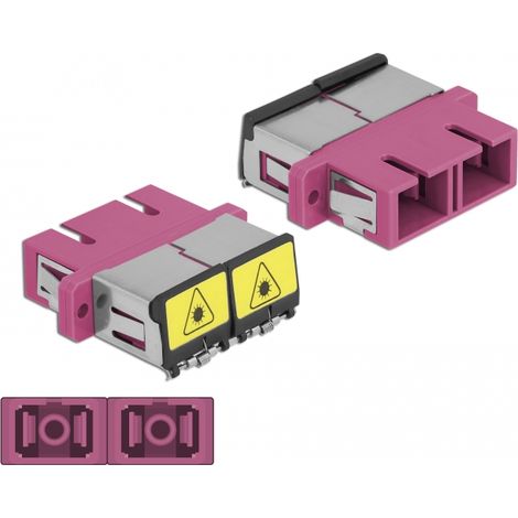 Delock Acoplador de Fibra Ãptica con protección láser flip SC Duplex hembra a SC Duplex hembra Multimodo violeta