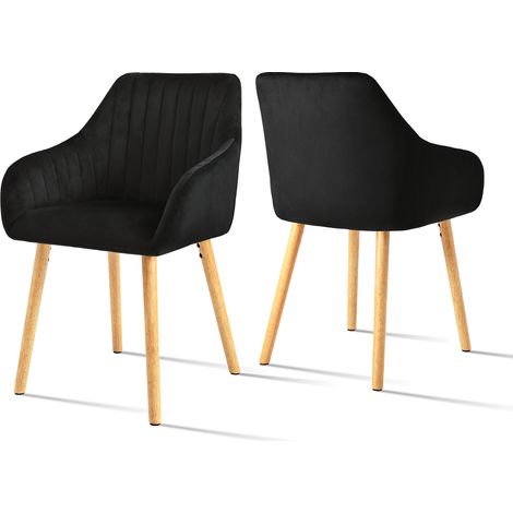 Goeurvant Minimalistische Esszimmerstühle mit bequemer Rückenstütze, ergonomischen Armlehnen und stabilen Holzbeinen - 2er Set – Schwarz