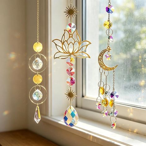 3 Pièces Attrape Soleil Suncatcher Suncatcher Cristal Prisme en Cristal (1/5)