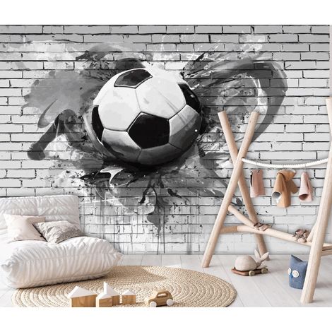 Fototapete Fußball 3D-Optik, für Jugendzimmer, 400 x 280 cm – Komplettset inkl. Kleister & Anleitung (1/5)