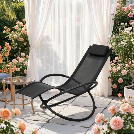 stuhl sessel schaukelnd liegestuhl metall schwarz OKMYHOME (1/4)