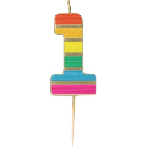 Bougie d'Anniversaire Chiffre 1 Arc-en-Ciel pour Gâteaux Décoration Bougies Numériques Fête Anniversaire Âge Milestone Hauteur 5,5 cm Emballage Recyclé (1/5)