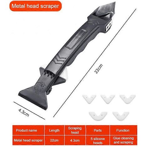 Kit d'outils 5 en 1 pour le décapage du métal, le retrait du mastic, le lissage du joint et le nettoyage des moisissures au sol. Accessoires inclus.