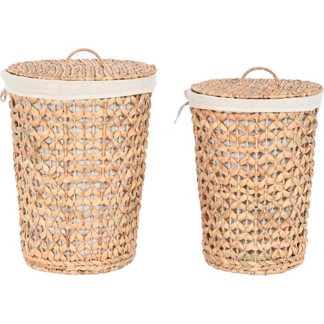 Korb für schmutzige Wäsche DKD Home Decor natürlich Braun Weiß Tropical 40 x 40 x 58 cm (1/3)