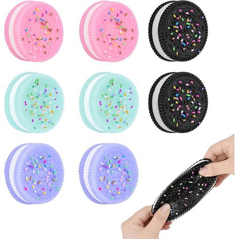 Lot De 8 Jouets Anti-Stress, Squishy À Écraser, Ultra Doux Décompression Anti-Stress En 2 Noir + 2 Bleu + 2 Rose + 2 Violet, 3.8Cm Longueur 1Cm Hauteur (1/5)