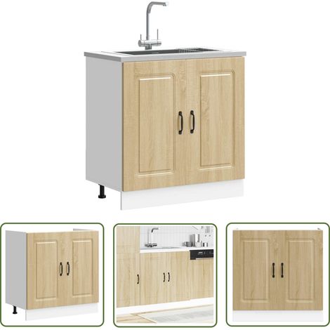 vidaXL Meuble bas pour évier Kalmar chêne sonoma bois ingénierie (1/5)