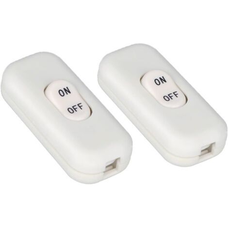 Lot de 2 interrupteurs de chevet, interrupteurs noirs, interrupteurs bipolaires 6 A 250 V, mini interrupteurs à bascule pour petits appareils, lampes de chevet et lampes de table (blanc) (1/4)
