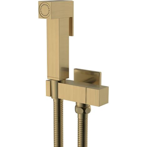 Idroscopino wc doccetta ottone portatile shutoff monogetto con leva ogomondo kit finitura- oro matt satinato quadro - confezione 1