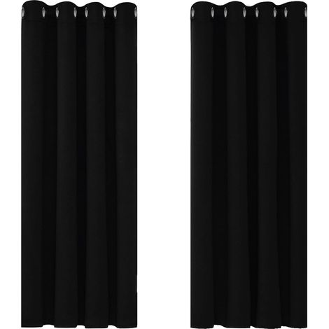 LaBlanc Verdunkelungsvorhänge für Schlafzimmer, superweiche, wärmeisolierte Vorhänge, Verdunkelungsvorhänge mit Ösen für Wohnzimmer, 117,8 x 137,2 cm, schwarz, 2 Paneele