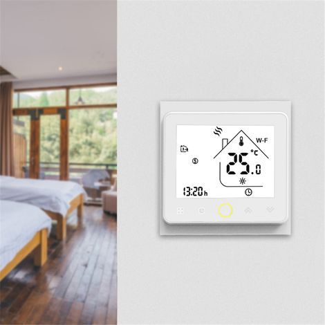 Intelligenter Thermostat, Heizungsthermostat, Raumthermostat, WLAN-Thermostat für Gasheizkessel, kompatibel mit Alexa und Google Home, Weiß, 5+2 (1/5)