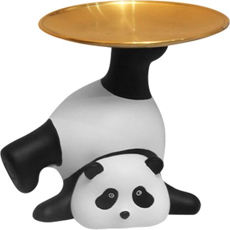 Plateau de service panda, porte-clés, porte-fruits, rangement, décoration, sculpture, plateau panda (1/4)