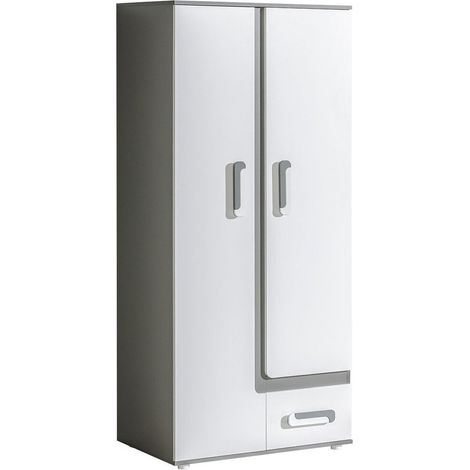 Armoire Aviseve 106, Anthracite + Blanc, 192x85x50cm, Portes d'armoire: Avec des charnières, Nombre d'étagères: 1