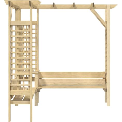 Tonnelle Barnum de Jardin, Pavillon, Pergola, Tente de jardin, d'angle avec banc Bois de pin imprégné OIB7167E (1/4)