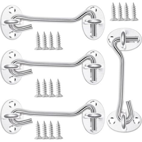Lot de 4 loquets et verrous de portes 、crochet fermeture porte 、avec 16 vis de montage