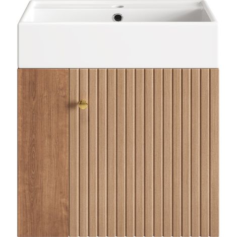 Meuble de salle de bain avec lavabo suspendu blanc 55 cm pour petits espaces (1/5)