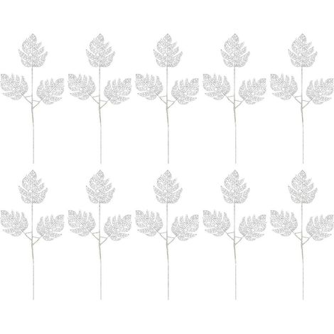 10 décorations de Noël en forme de feuille, accessoire pour guirlande de Noël, feuille artificielle-40X8CM-Silver