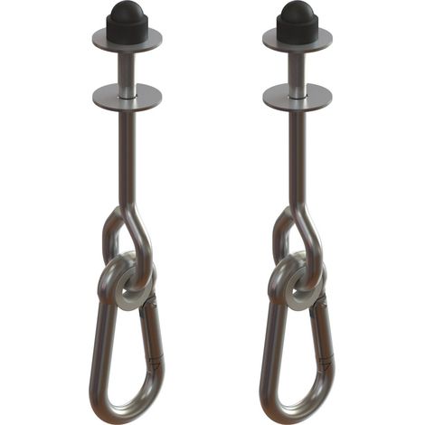Trigano – Crochets avec mousquetons pour poutre ronde ou carrée 90-100mm – Acier galvanisé haute résistance – Mousquetons avec bagues en nylon