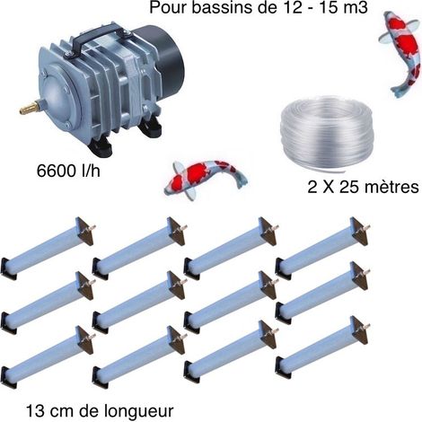 Set aération bassin de jardin 6600 l/h 12 diffuseurs 13 cm - 12000 à 15000 litres (1/5)