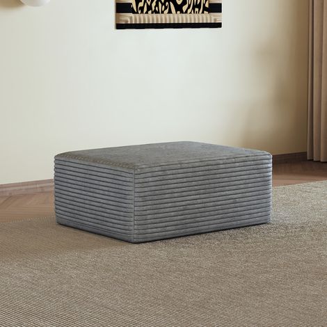 Divano modulare con chaise longue, senza montaggio, tessuto corduroy grigio (1/5)