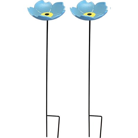 Cast Iron Wild Bird Forget Me Not Flower Dish Bird Feeders (Set of 2)
