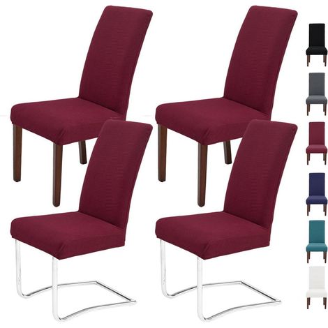 Stuhlhussen 4er Set für Schwingstühle, abnehmbar, waschbar, Bordeaux (1/5)