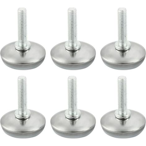 Lot de 6 pieds de meubles ajustables M6 x 25 mm   Protège sol pour tables, chaises et meubles   Réglables, résistants, à visser