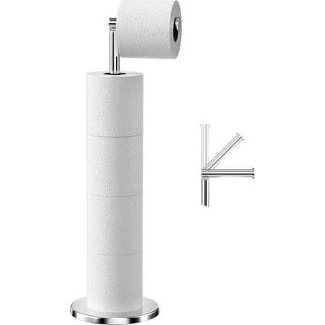 Porte Papier Toilette sur Pied, Distributeur en Acier Inoxydable, Support Hygiénique Dérouleur avec Base Lourde, Anti-Rouille Porte-Rouleau (Argenté) (1/5)